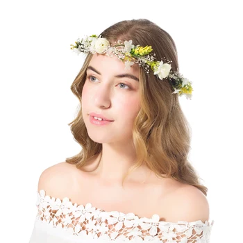 

Dried Babysbreath flower Wreath Bridal Headband headdress ornament Kid children Flower Crown hair accessories adjustable garland
