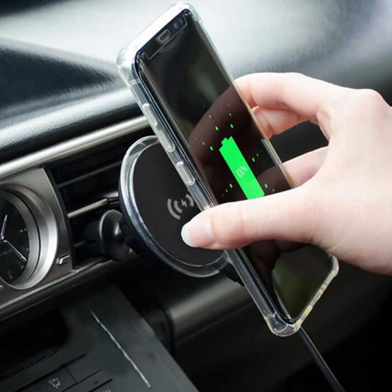 

Qi Wireless Car Charger Magnetic Mount Holder For Samsung S9 iPhone XS MAX XR 8