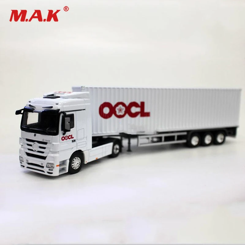 

1/50 White OOCL Container Truck Super Transport Car Vehicles Lorry Simulation Transporter Model Toy for Children Collection Gift