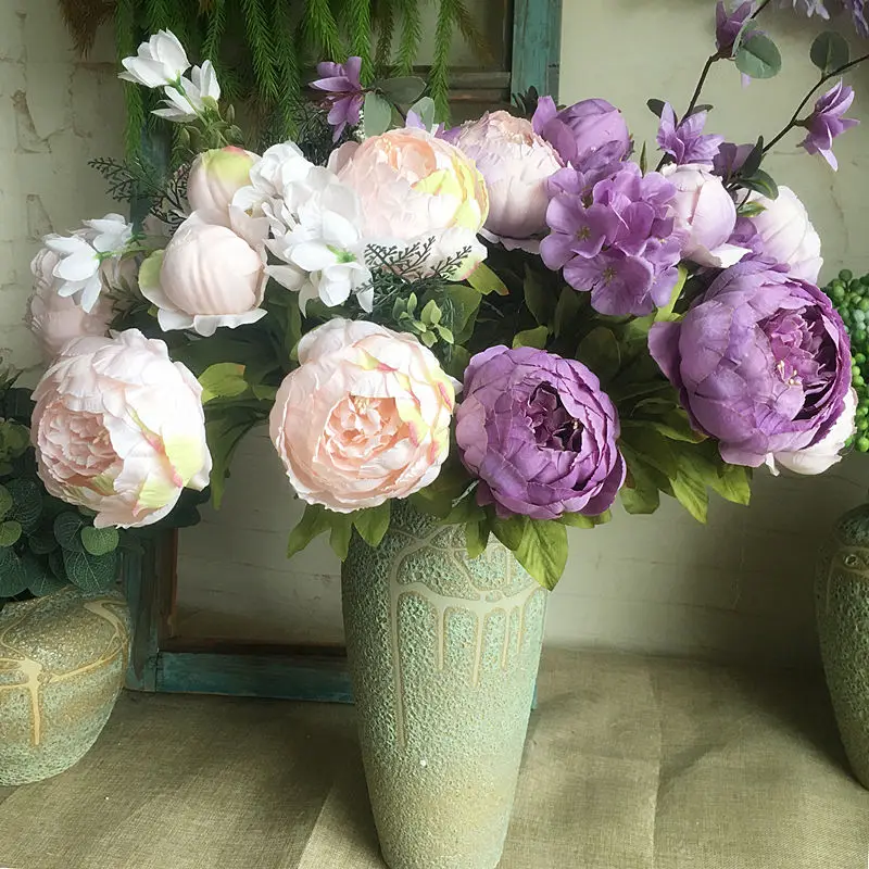 wholesale Simulation peony bunch Artificial flowers for white peonies