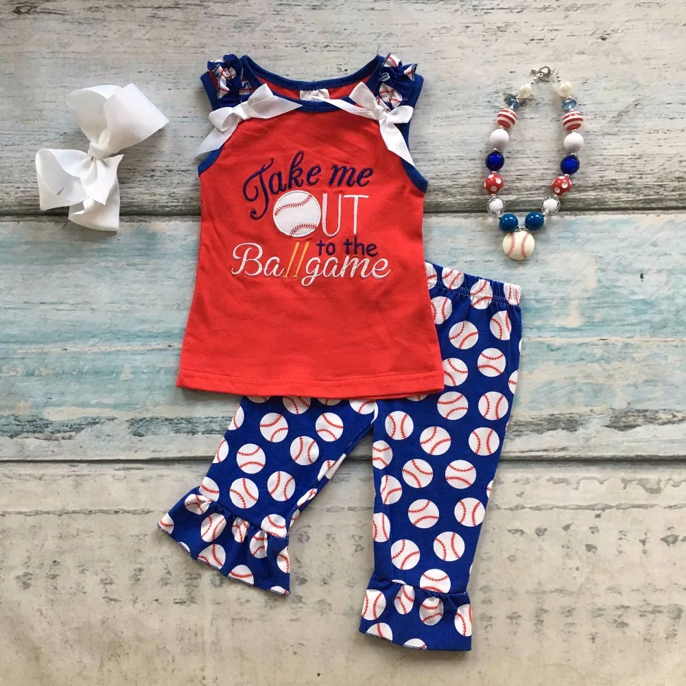 kids Baseball season clothes girls take me out to the ballgame clothing
