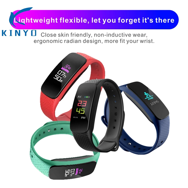 Lightweight flexible color screen touch bracelet Blood pressure monitoring fitness band silent alarm clock cool smart