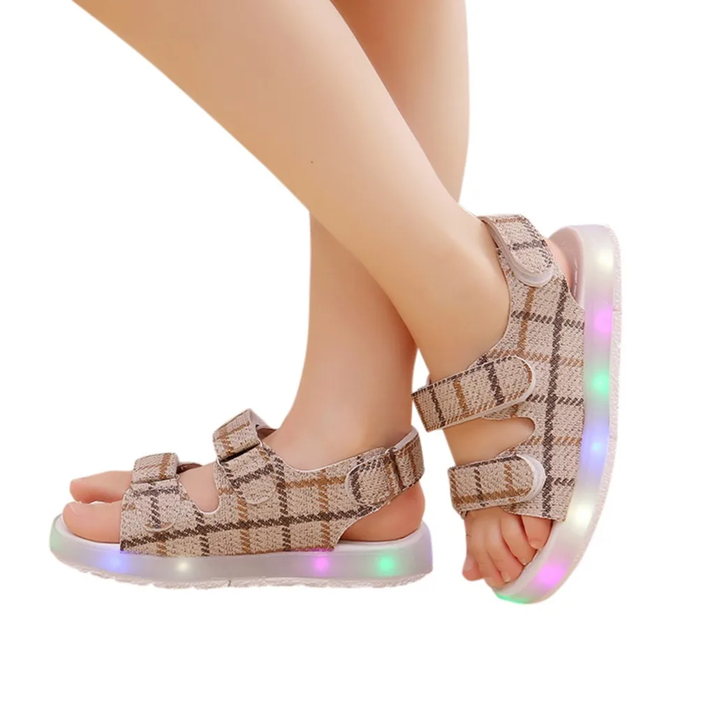 

MUQGEW Summer Toddler Kids Sport Boys Girls Baby Sandals LED Luminous Shoes Sneakers Children's Sandals Wild Boys Shoes