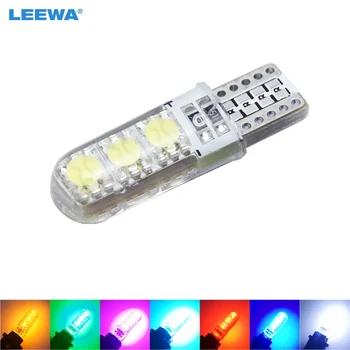 

LEEWA 5pcs T10 194 501 W5W 5050 6SMD Car Silicone LED Side Dome Map Light Wedge Lamp 7-Color #CA2905