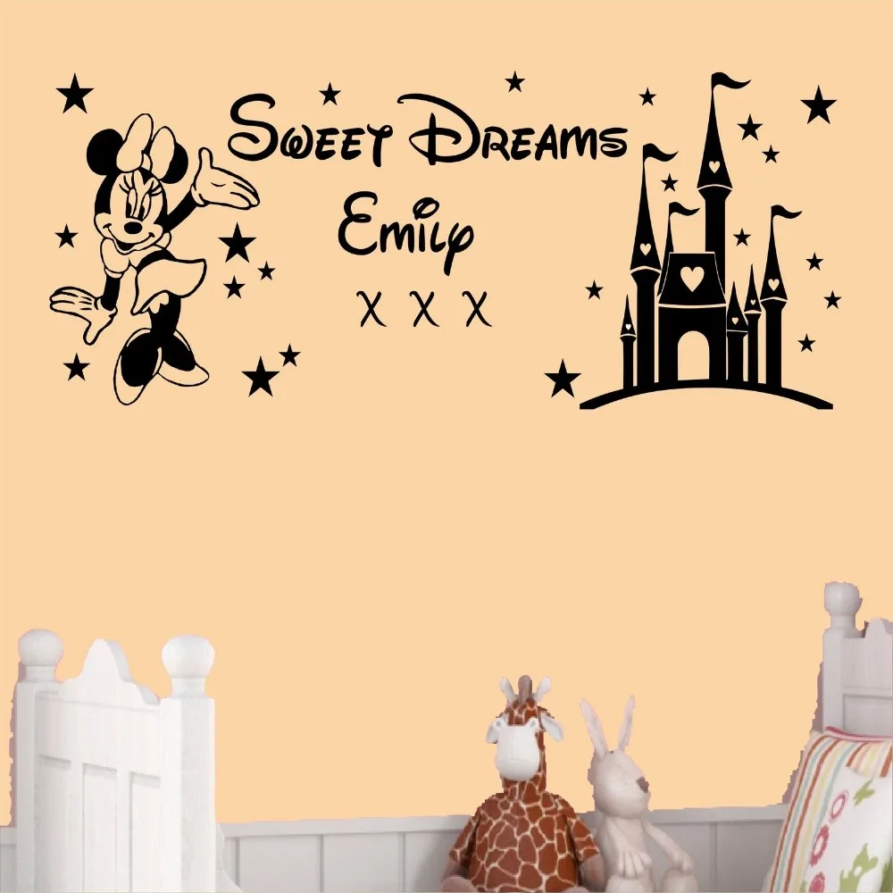 55x134cm Custom Kids Name Sweet Dreams Princess Minnie Mouse Wall Stickers Art Girls Bedroom Sticker Customized Wall Decal Y 159-in Wall Stickers from ... 55x134cm Custom Kids Name Sweet Dreams Princess Minnie Mouse Wall Stickers Art Girls Bedroom Sticker Customized Wall Decal Y 159-in Wall Stickers from ...