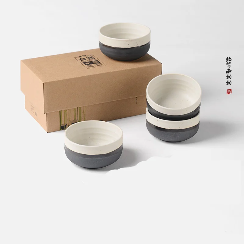 Creative Dinnerware Original Ink White Korean and Japanese Style Ceramic Thick Ceramic Tableware Bowl Set of