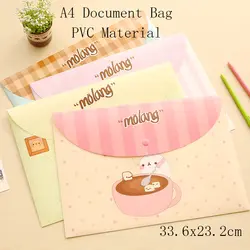 Милый мультфильм Molang кролик ПВХ Binder файл мешок Документ сумка A4 Папки и файлы канцелярские Подача Производство школьные канцелярские