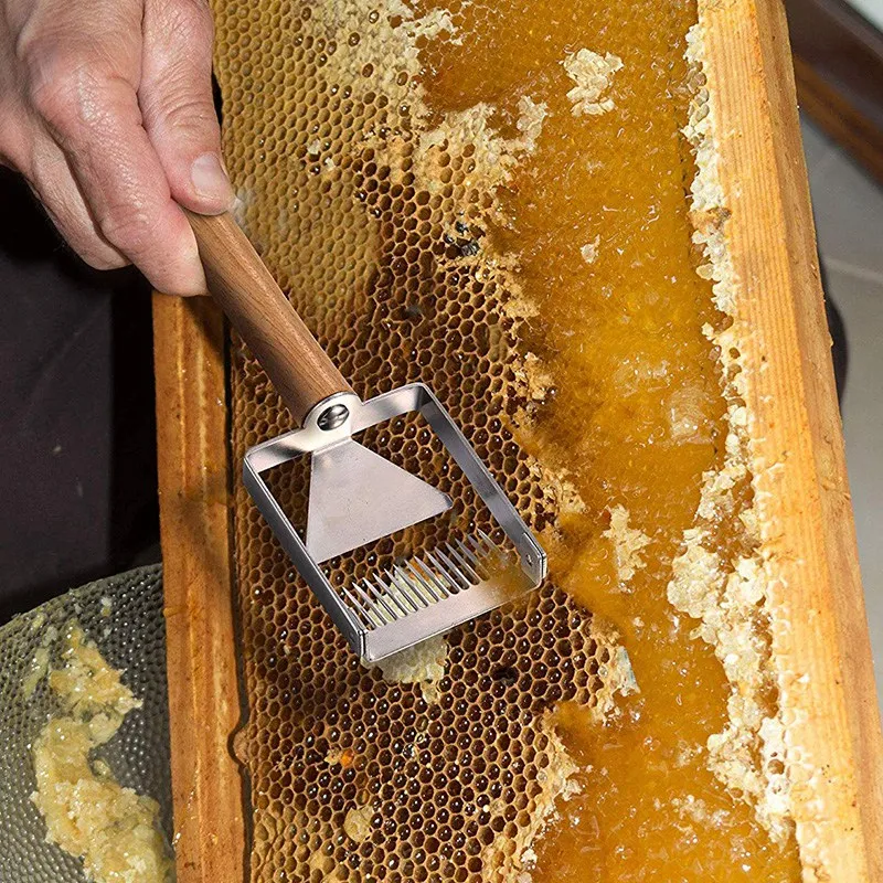 2 шт вилка для распечатывания медовых сот скребок нож Скребок Лопата Пчеловодство деревянная ручка инструмента