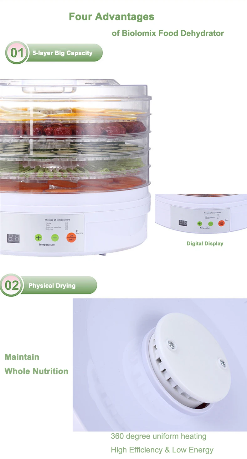 Digital Food Dehydrator Fruit Vegetable Herb Meat Drying Machine Snacks food Dryer Dried fruit Machine 5 trays EUUK Plug 220V (11)