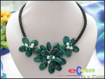 

wholesale 18" green malachite basketry flower necklace pendan