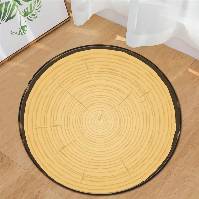 3D деревянные зерна кольцо Круглые ковры для гостиной прихожей зона доллар йога коврики современный напольный нескользящий ковер домашний декор