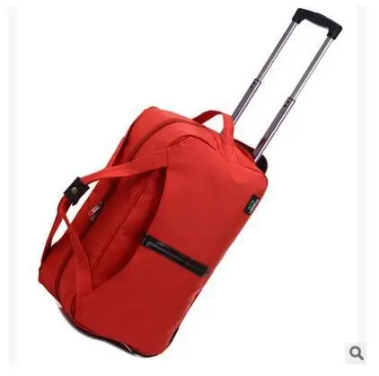 Brand Cabin Luggage Bag Rolling Suitcase Trolley Travel Bag On Wheels For Women Men Travel Duffle Oxford Wheeled Travel Bag - Color: dark red 22 inch