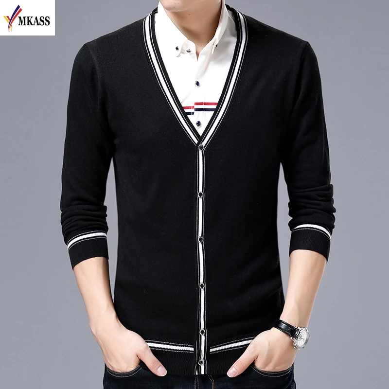 Men Knitted Cardigan 2018 New Brand Spring Autumn Fashion Casual Slim Sweater V-neck 100% Cotton Sweaters Thin Knit Jacket Male