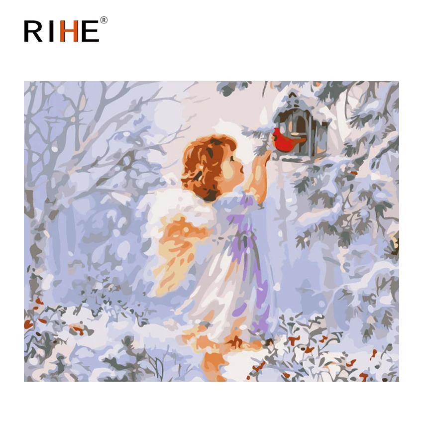 

RIHE Little Angel Oil Painting By Numbers Children Cuadros Decoracion Acrylic Paint On Canvas For Artwork Modern Home Decor 2018