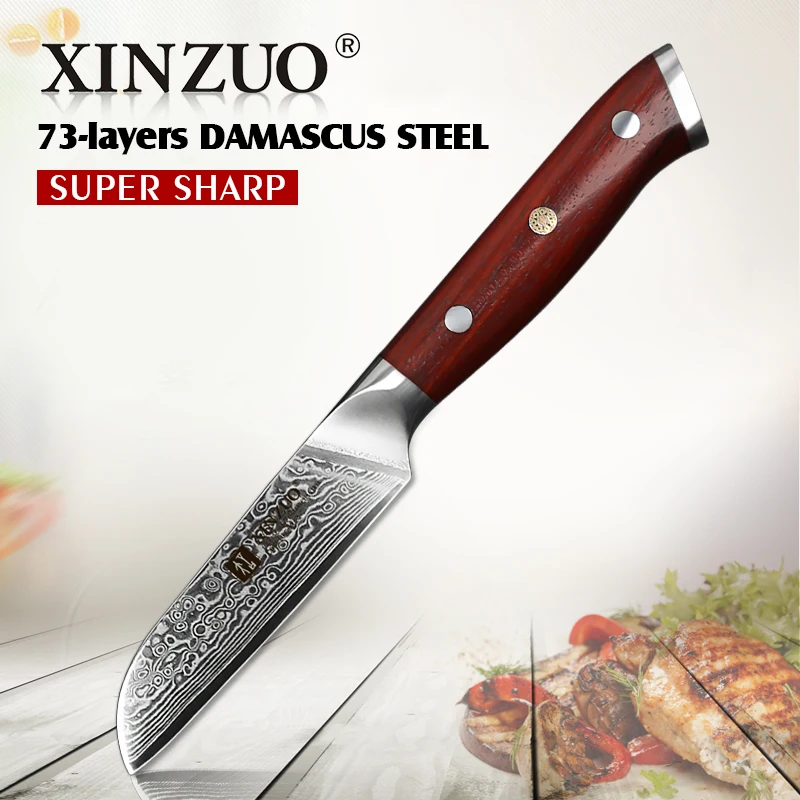 XINZUO бренд 3 5 &quotдюймовый нож для очистки овощей 73 слоя дамасский стальной лезвие