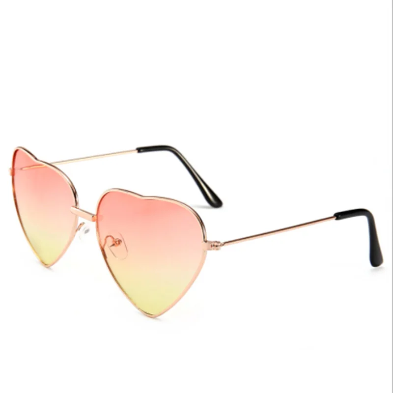 Heart Shaped Sunglasses Women Pink Frame Metal Reflective Mirror Lens Fashion Luxury Sun Glasses Brand Designer Driver Goggles