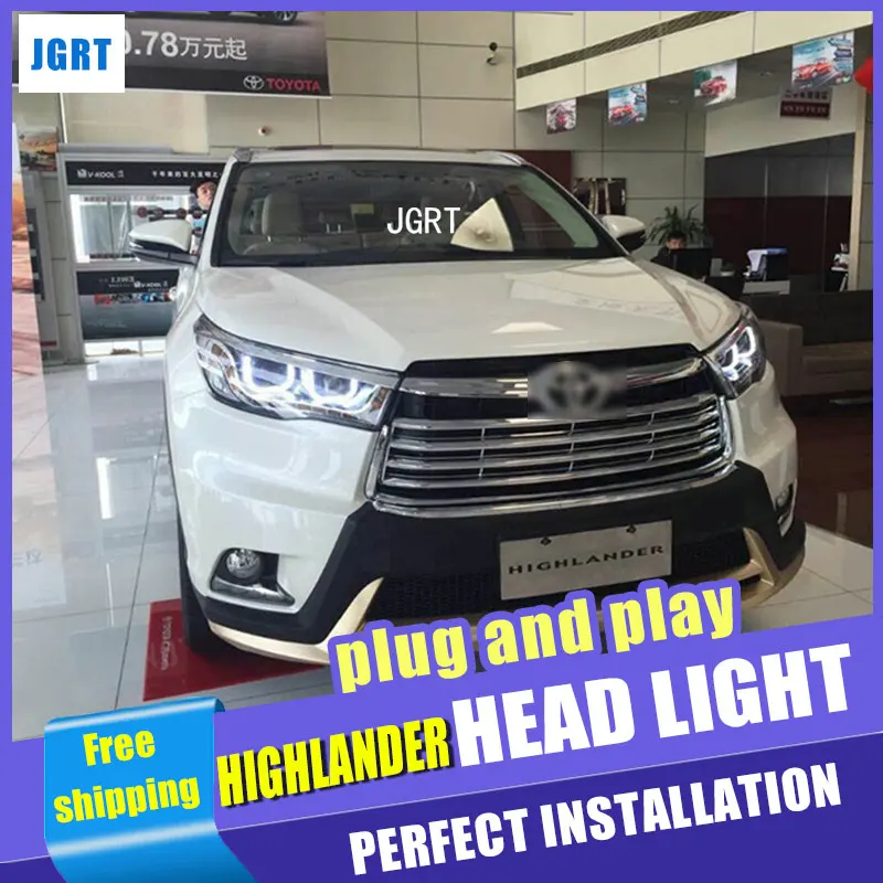Автомобильный Стайлинг для Toyota фара Highlander в сборе 2015 2019 светодиодные фары