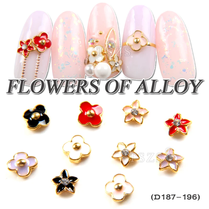 

10pcs/lot new arrive alloy 3d nail art flowers jewelry nails crystal rhinestones nails decorations accessories