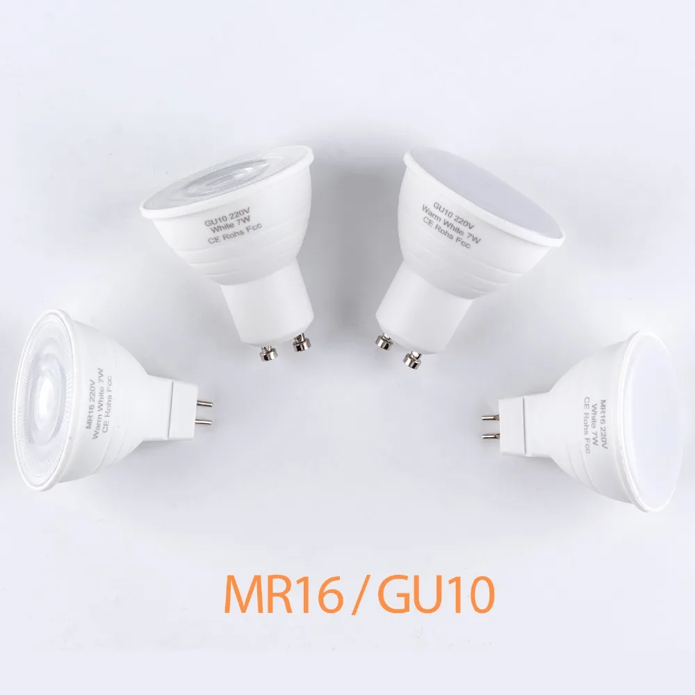 220 В светодиодный светильник лампа GU10 Точечный светильник MR16 Светодиодный светильник 5 Вт 7 Вт ампулы светодиодный GU5.3 угол луча 30/180 градусов точечный светильник лампа для люстры
