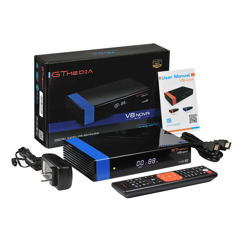 Gtmedia V8 NOVA H.265 DVB S2 спутниковый ресивер wifi Youtube tv Box better freesat V8 super V9 super Cline набор декодеров top box - Цвет: Blue AV out