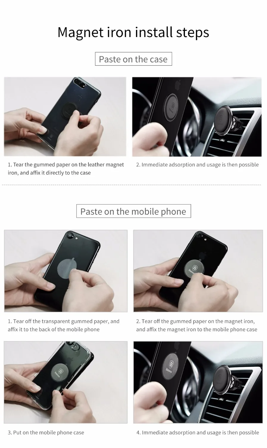 cell phone stand for desk Baseus Car Phone Holder for iPhone X 8 Samsung GPS Mobile Phone 360 Degree Universal Magnetic Holder Stand Car Air Vent Mount phone stand holder