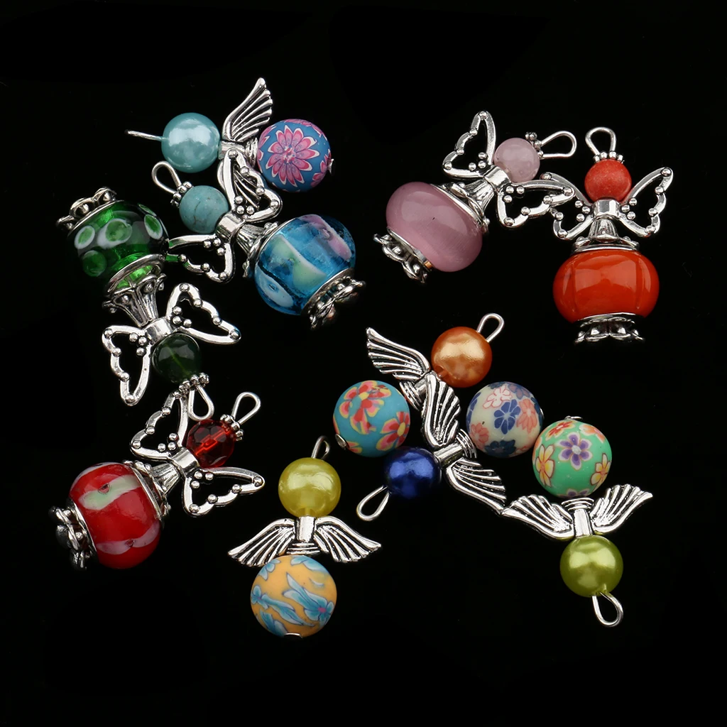 20x Acrylic Pearl Clay Angel Wing Pendants Charms Findings Jewelry Making Accessories for DIY Necklace Bracelet Earrings