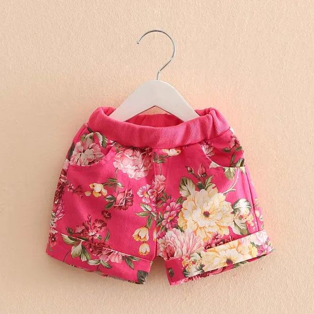 Kids Short Trousers 2018 Summer Peony Fancy Children Causal Flower Print Shorts For Girls