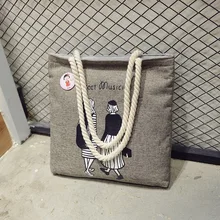 Дамская милая сумка anvas, ручная работа, хлопок, для шоппинга, школы, путешествий, женские складные сумки через плечо, для покупок