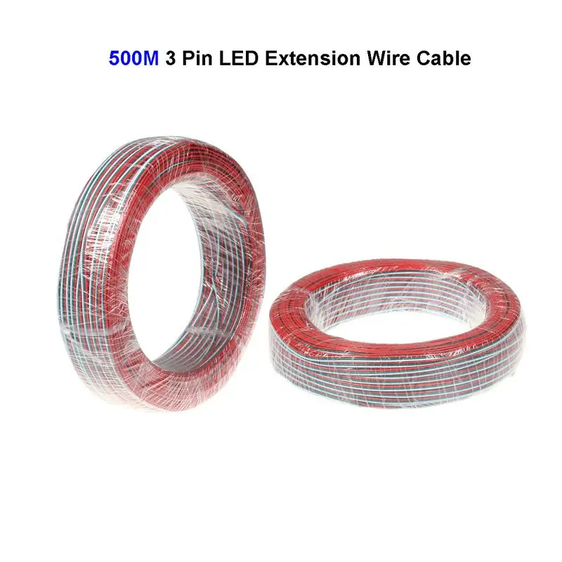4roll 500M 22AWG 3 Pin LED Extension Wire Connector Cable Cord For LED