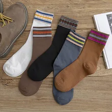 Женские носки с круглым вырезом осенние новые хлопковые цветные полосатые Ретро дышащие удобные модные эластичные однотонные носки для женщин