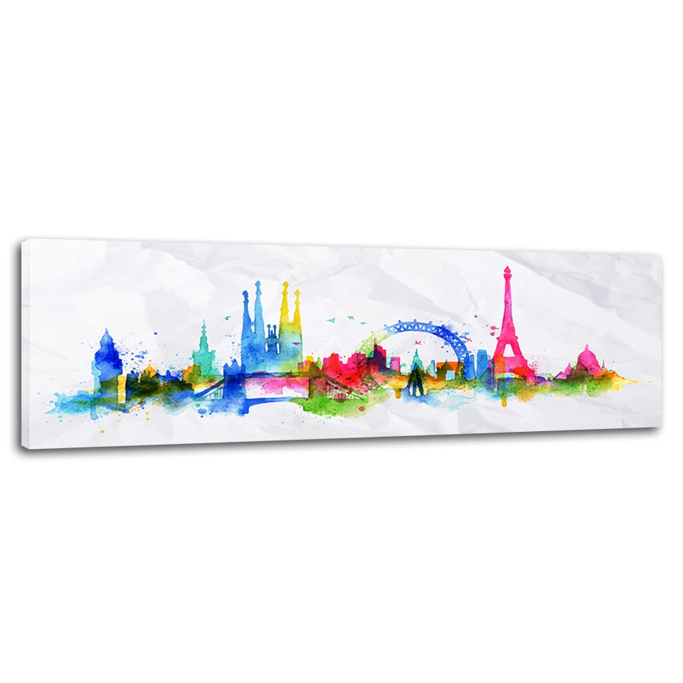 City Silhouette London Paris Poster Print Home Decor Wall Art Canvas Painting