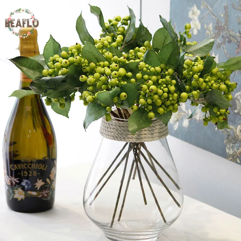 

1PC DIY Mini Fake Fruit glass Berries Artificial pomegranate cherry Bouquet For Wedding Home Party Decorative 4 Colors