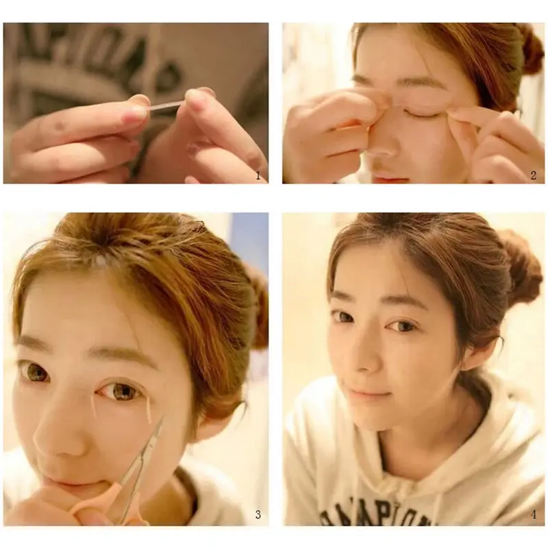 Shellhard 100pcs Invisible Fiber Eyelid Tape Double Side Adhesive Eyelid Stickers Cosmetic for Eyelid Tools