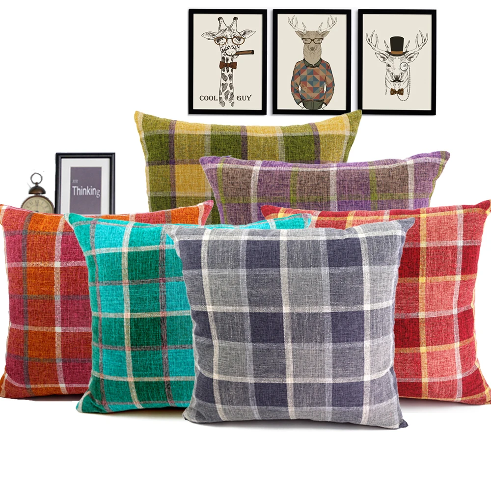 

Plaid printed decorative throw pillow cover 30x50/40x40/45x45/40x60/50x50/55x55/60x60cm sofa cushion cover pillow case