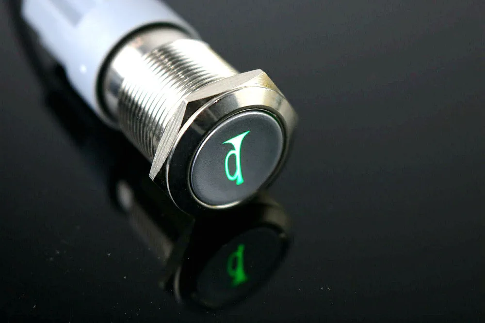 19 мм алюминиевый самоблокирующийся переключатель автомобильный динамик рупорный кнопочный переключатель металлический светодиодный светильник с логотипом фиксированный кнопочный переключатель рупорный плоский