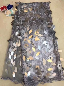 

Graceful party French lace cloth nice net lace fabric with sequins for sewing shinning dress PNZ856(5yards/lot)