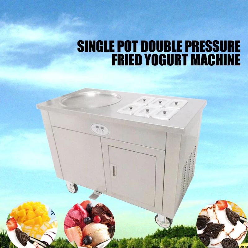 single pan Double compressor fried ice cream machine,stainless steel fried ice cream roll machine,Intelligent Fried ice machine