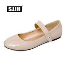 Sjjh женские Лакированная кожа балетки на плоской подошве с круглый носок; удобная женская обувь для женщин модные рабочие ботинки; обувь в деловом стиле; большие Размеры S167
