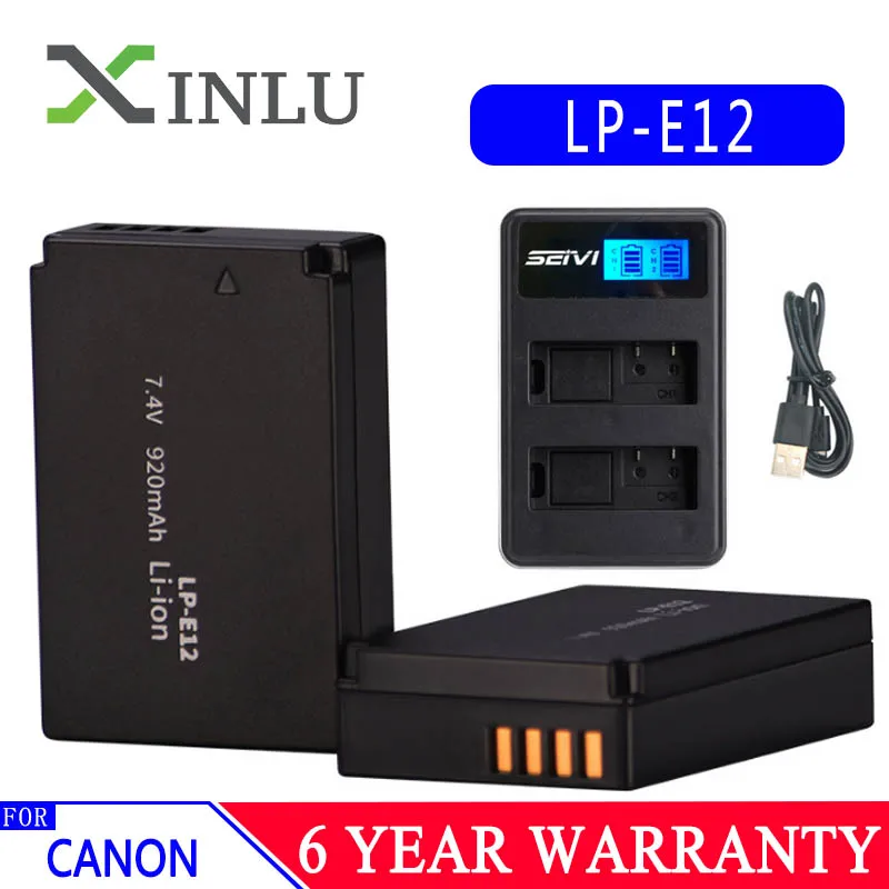 LP-E12 LPE12 LP E12 Аккумулятор для камеры AKKU + зарядное устройство USB с ЖК-дисплеем Canon M 100D