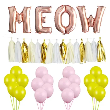 

39pc letter baby meow Foil Balloon Paper Tassel Garland 2.3g latex balloon Party Supplies Birthday Decoration Baby Shower Globos