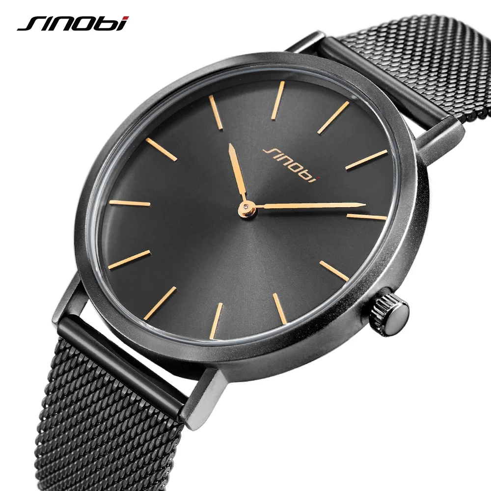 New Men's Quartz WristWatches Minimalism Mesh Strap Watch Men Hook