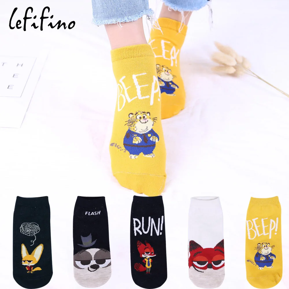 

women socks cotton cartoon funny invisible socks cute animal femme lovely tiger fox owl zootopia sock ankle slippers Le68150