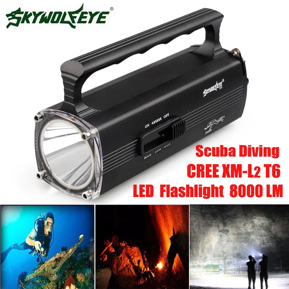 

New High Quality 8000LM XML T6 LED Scuba Diving Underwater 100M Flashlight Torch Waterproof Drop Shipping