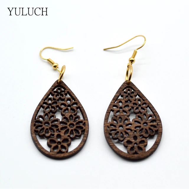 Yuluch 2017 New Design Woman Eardrop Earrings Personality Hollow Yuluch 2017 New Design Woman Eardrop Earrings Personality Hollow Latest Good Quality Wood S Jewelry