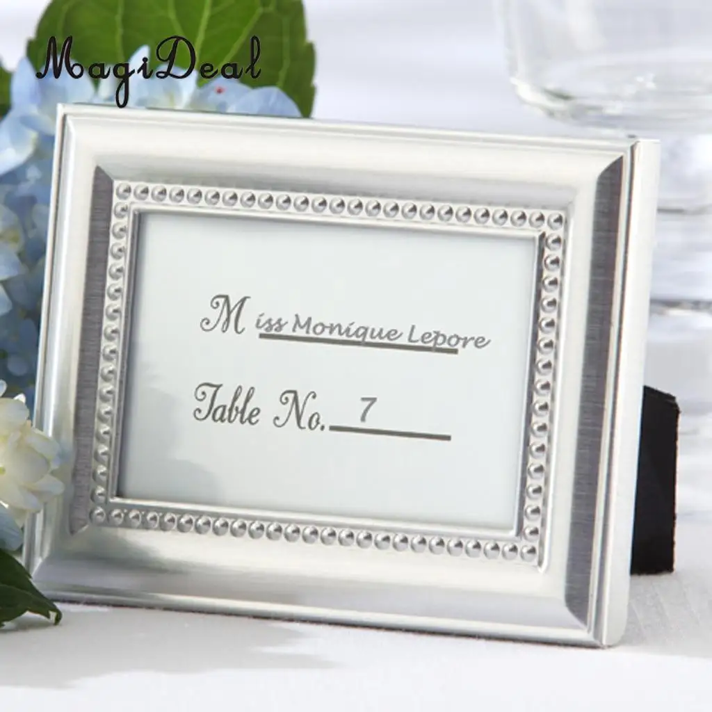 

MagiDeal Small Vintage 2.8 *1 inch Photo Frame Style Place Name Card Wedding Table Card Holder Silver/Gold-Great Gifts