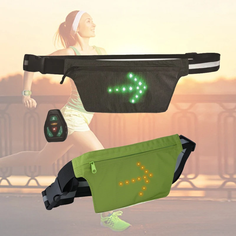 

Wireless Remote Control LED Luminous Night Warning Cycling Bicycle Pack Bag Safety Turn Signal Light Sports Waist Belt Bag