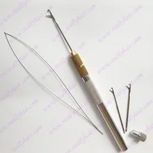 1 шт. алюминиевая серебристая ручка Тяговая игла для микро кольца со звеньями петли инструменты для наращивания волос 3 иглы+ 1 стальная проволока