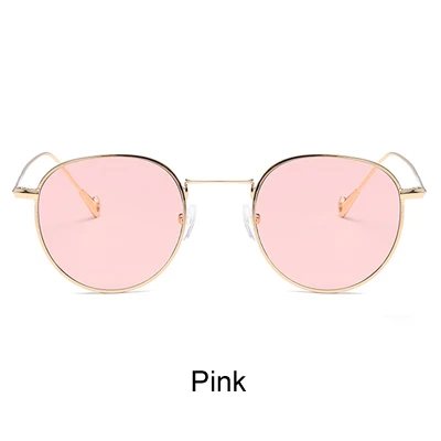 Два ocklock Ретро Круглые Солнцезащитные очки женские брендовые дизайнерские маленькие прозрачные красные металлические солнцезащитные очки без оправы аксессуары X66156 - Цвет линз: Розовый