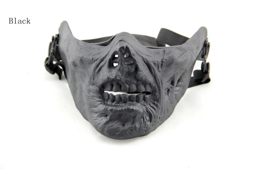 CS Косплей страшный череп зомби страйкбол маска пластиковая Половина Лица Пейнтбол Маска для охоты Хэллоуин ужасные маски