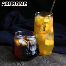Термостойкая прозрачная стеклянная чашка для сока большая емкость чашка для молока бар AKUHOME